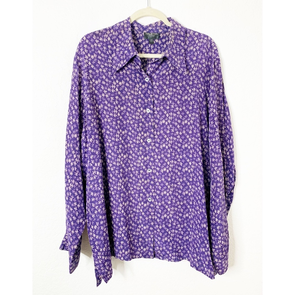 Halston Lifestyle Woman Size 20 Purple Silk Top